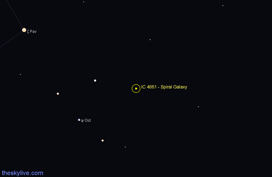 Finder chart IC 4661 - Spiral Galaxy in Apus star