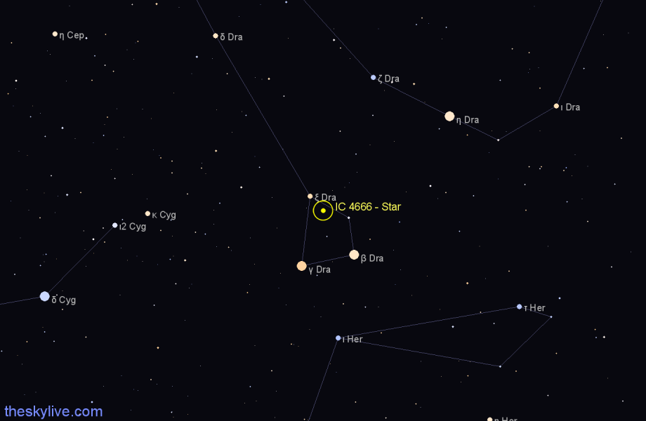 Finder chart IC 4666 - Star in Draco star