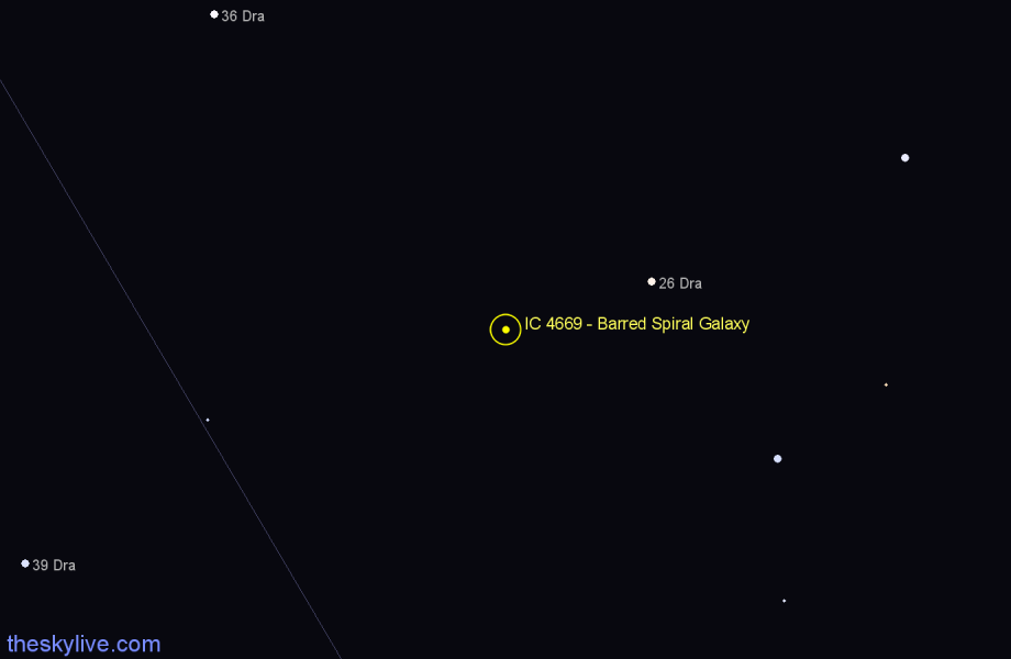 Finder chart IC 4669 - Barred Spiral Galaxy in Draco star