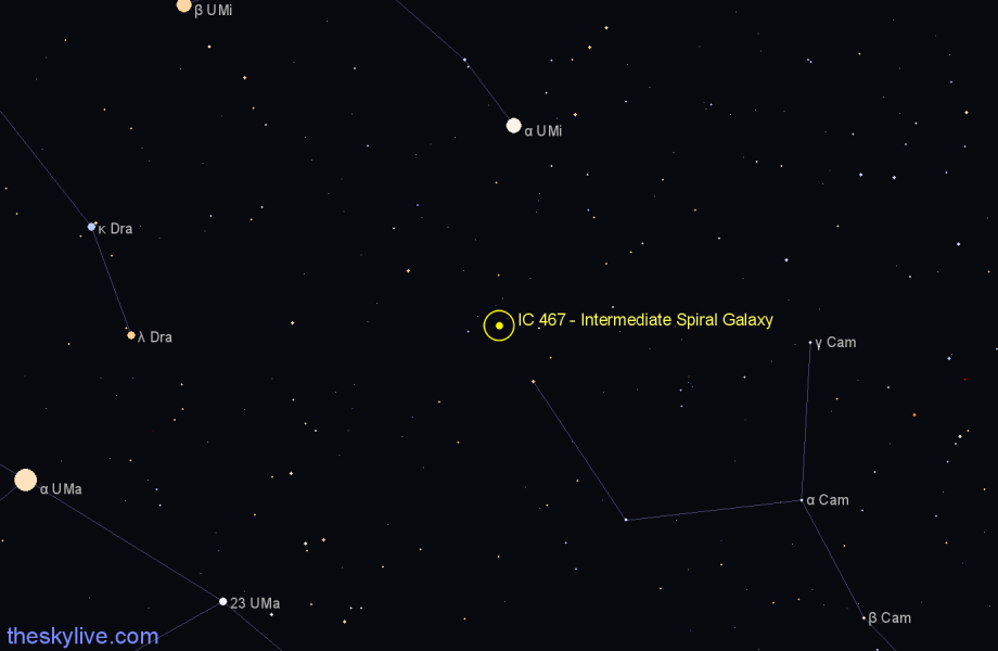 Finder chart IC 467 - Intermediate Spiral Galaxy in Camelopardalis star