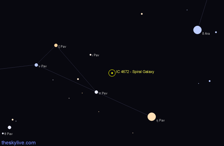 Finder chart IC 4672 - Spiral Galaxy in Pavo star