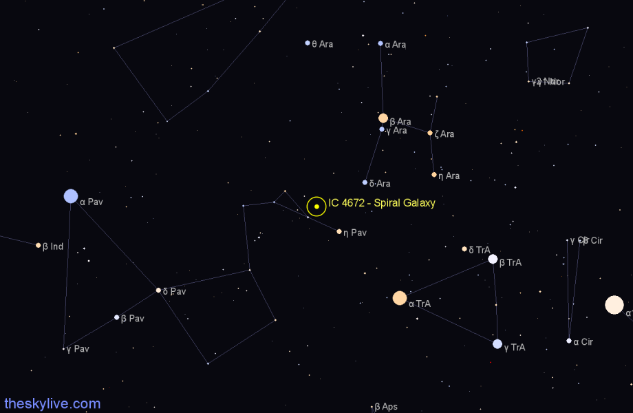 Finder chart IC 4672 - Spiral Galaxy in Pavo star