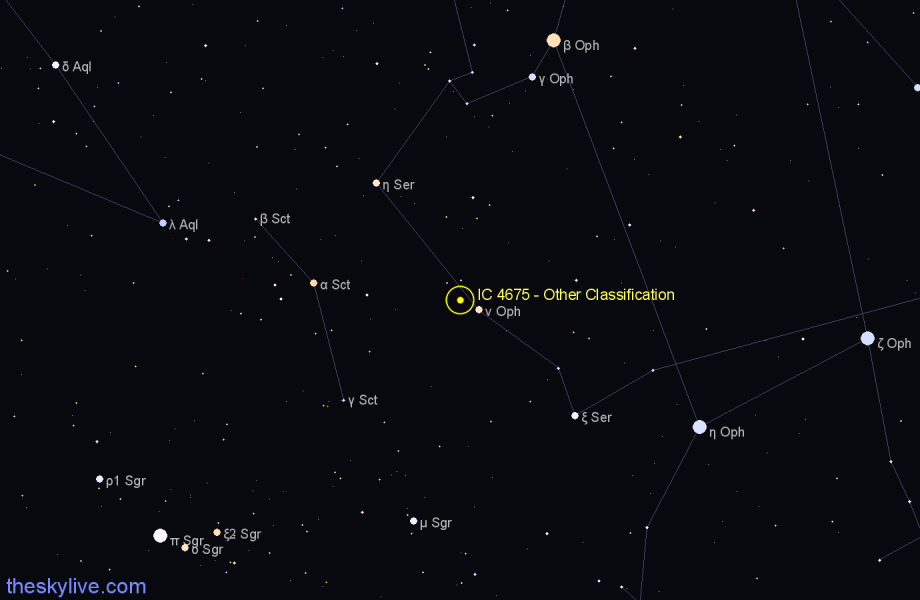 Finder chart IC 4675 - Other Classification in Ophiuchus star