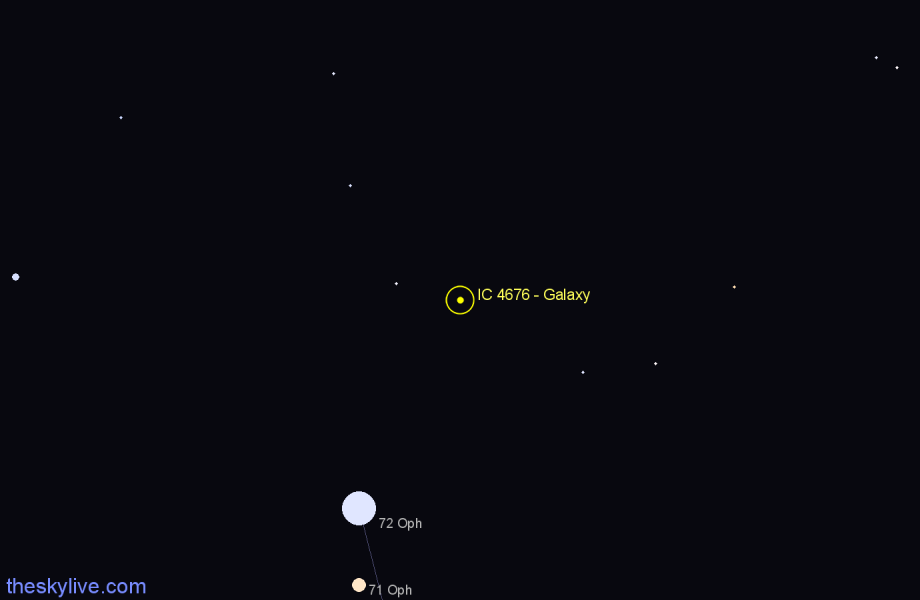 Finder chart IC 4676 - Galaxy in Ophiuchus star