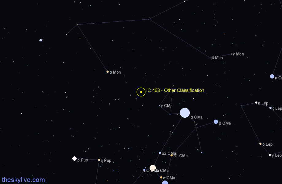 Finder chart IC 468 - Other Classification in Canis Major star