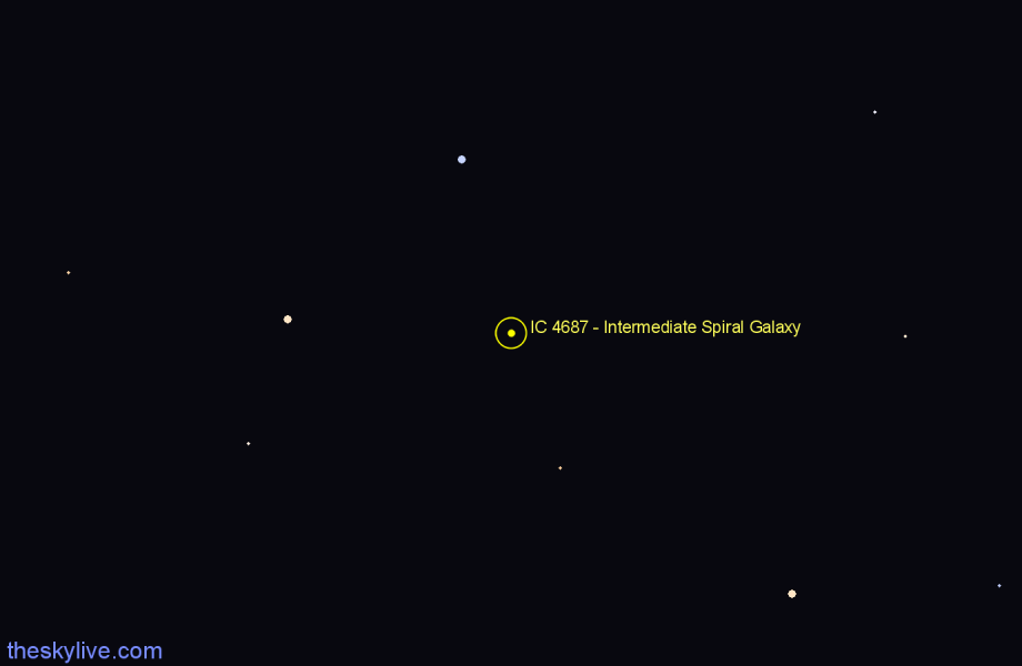 Finder chart IC 4687 - Intermediate Spiral Galaxy in Pavo star