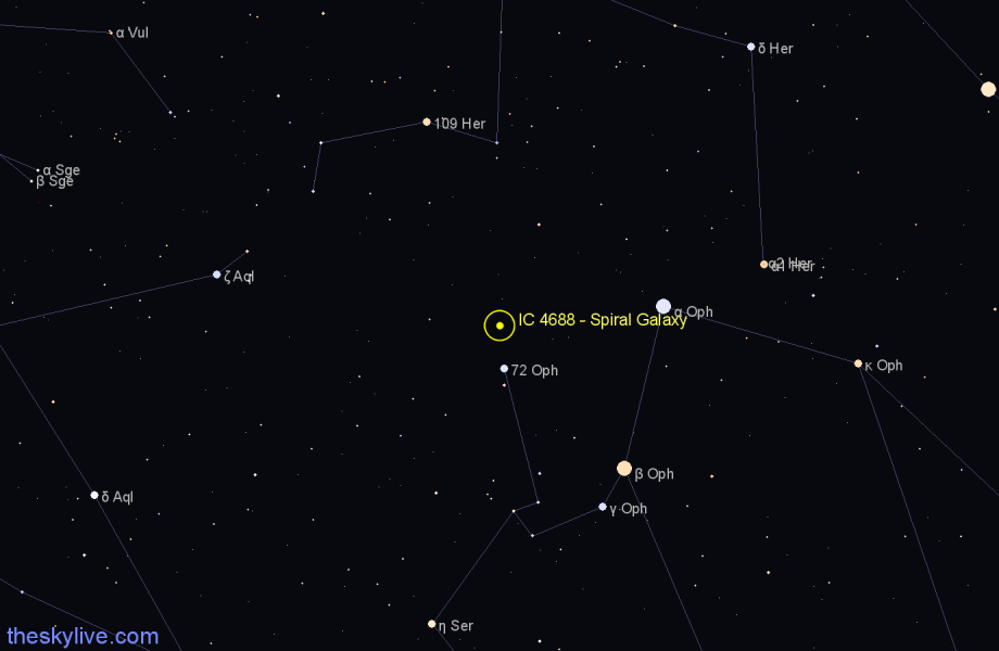 Finder chart IC 4688 - Spiral Galaxy in Ophiuchus star