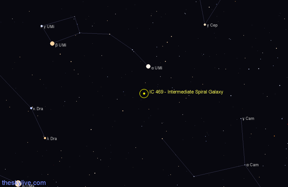 Finder chart IC 469 - Intermediate Spiral Galaxy in Cepheus star