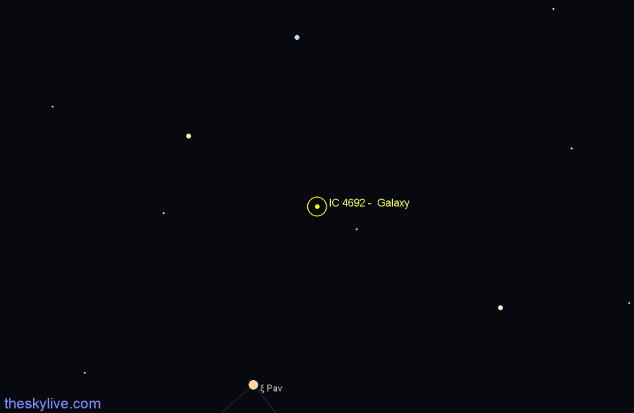 Finder chart IC 4692 -  Galaxy in Pavo star