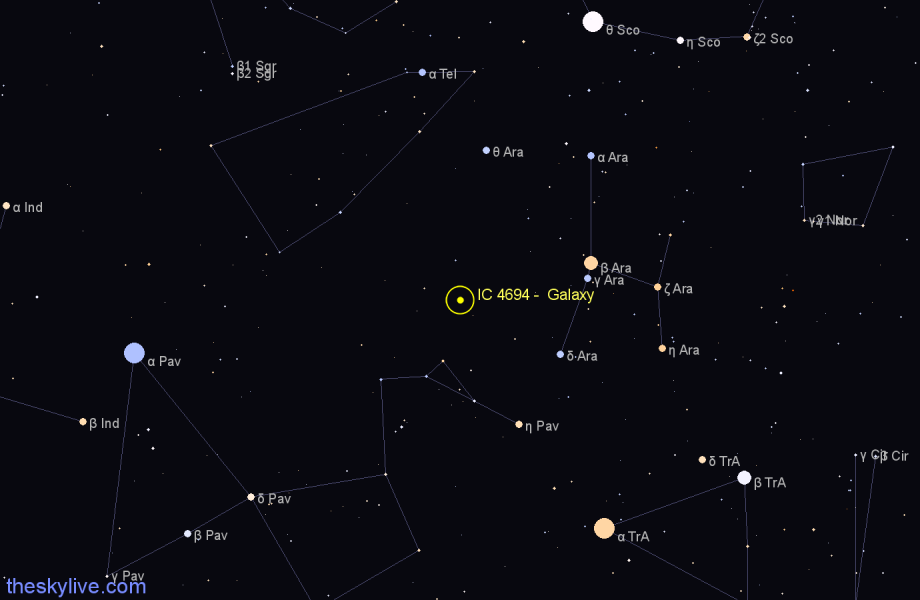 Finder chart IC 4694 -  Galaxy in Pavo star