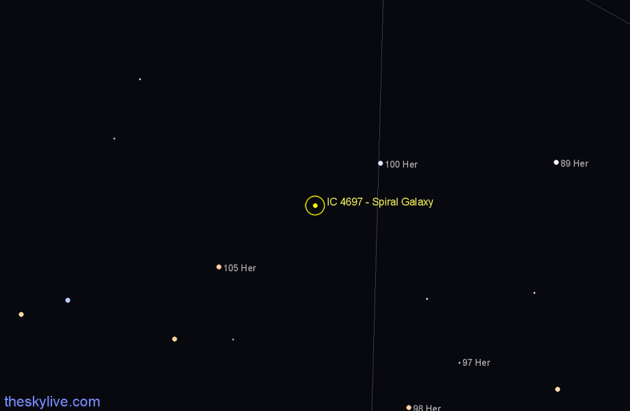 Finder chart IC 4697 - Spiral Galaxy in Hercules star