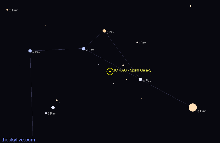 Finder chart IC 4698 - Spiral Galaxy in Pavo star