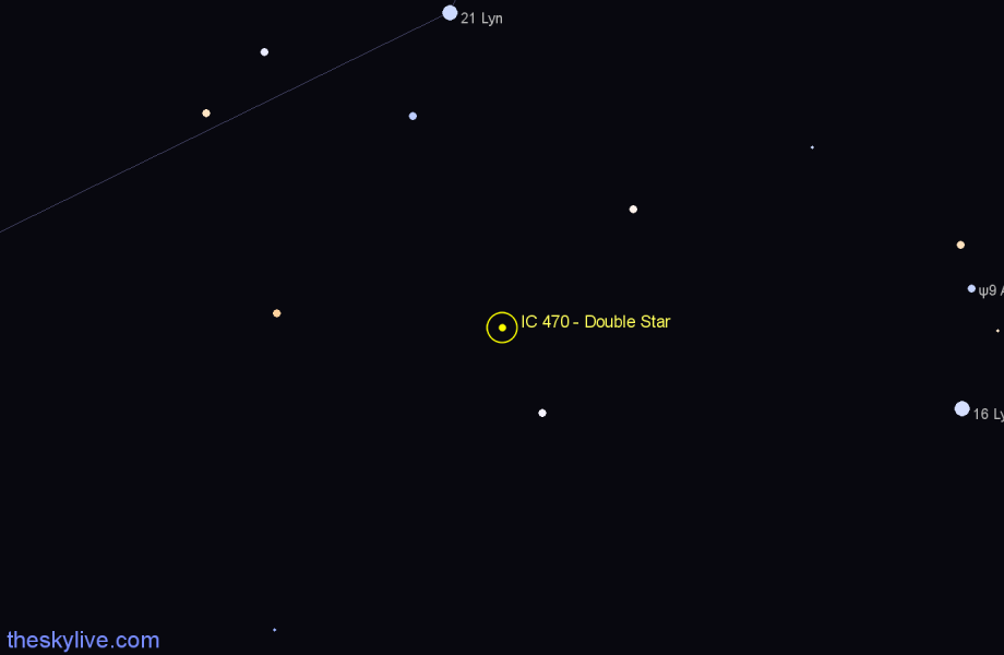 Finder chart IC 470 - Double Star in Lynx star