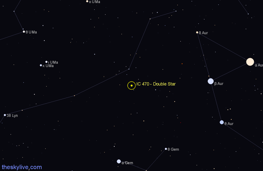 Finder chart IC 470 - Double Star in Lynx star