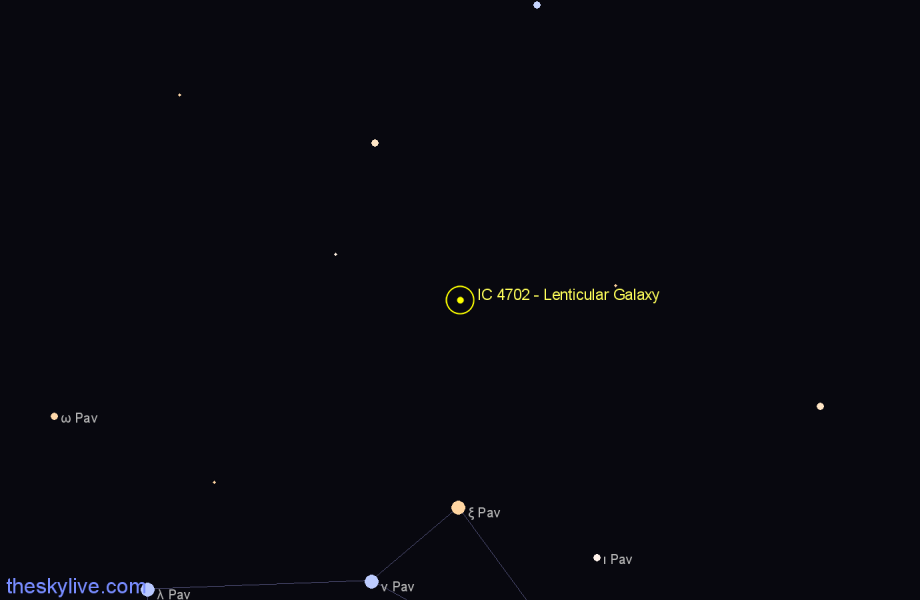 Finder chart IC 4702 - Lenticular Galaxy in Pavo star