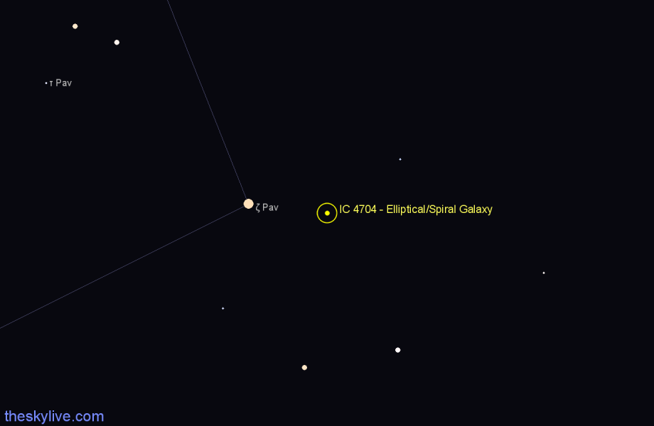 Finder chart IC 4704 - Elliptical/Spiral Galaxy in Pavo star