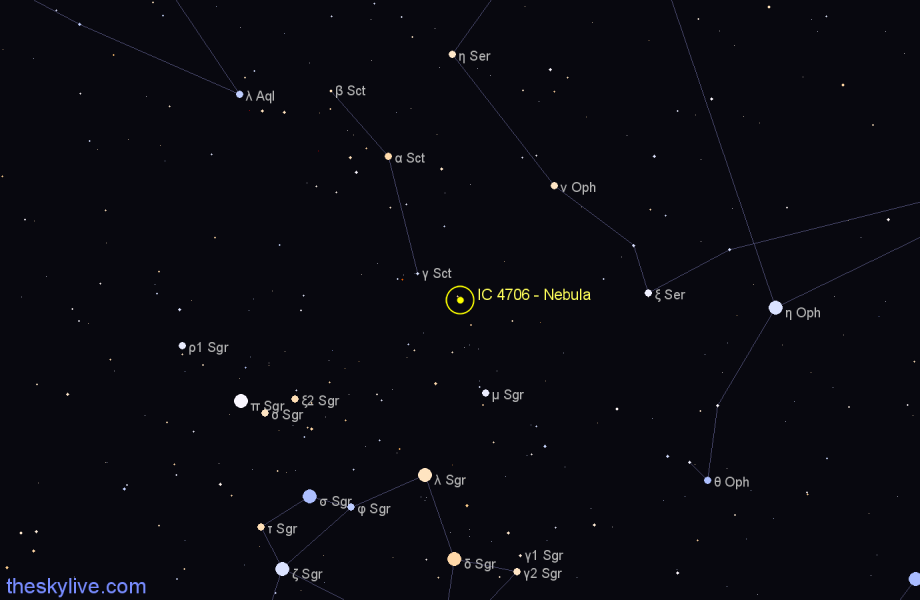 Finder chart IC 4706 - Nebula in Sagittarius star