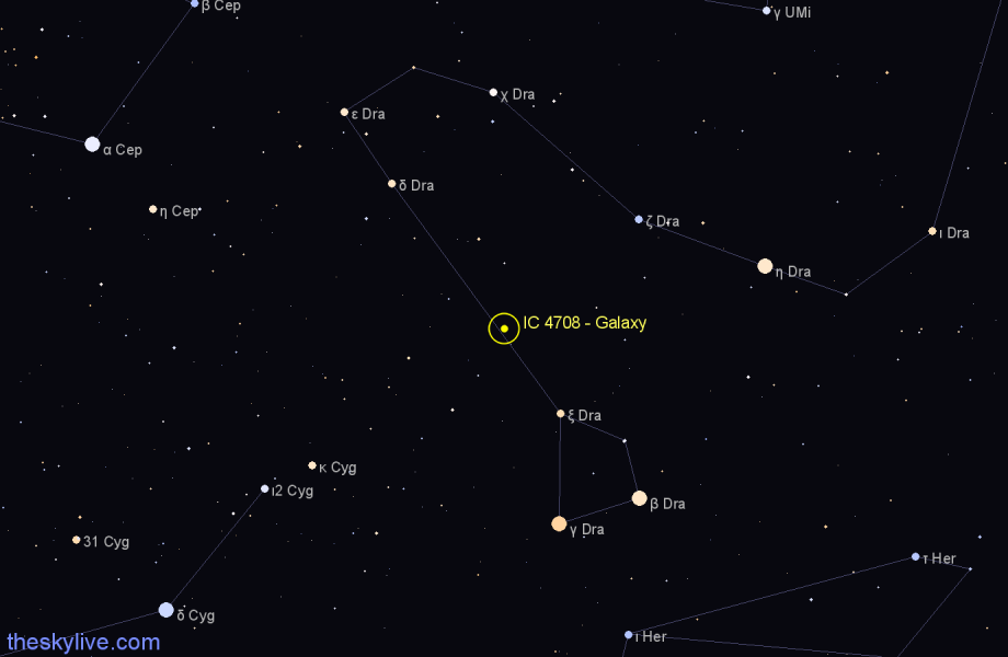 Finder chart IC 4708 - Galaxy in Draco star