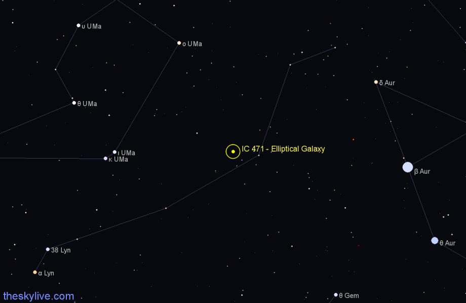Finder chart IC 471 - Elliptical Galaxy in Lynx star