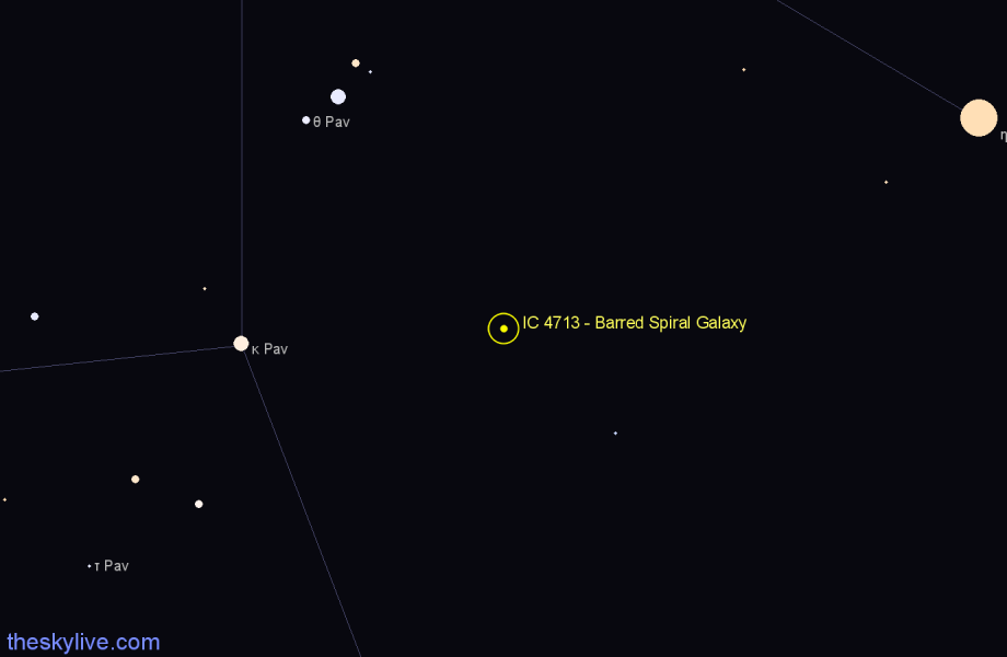 Finder chart IC 4713 - Barred Spiral Galaxy in Pavo star