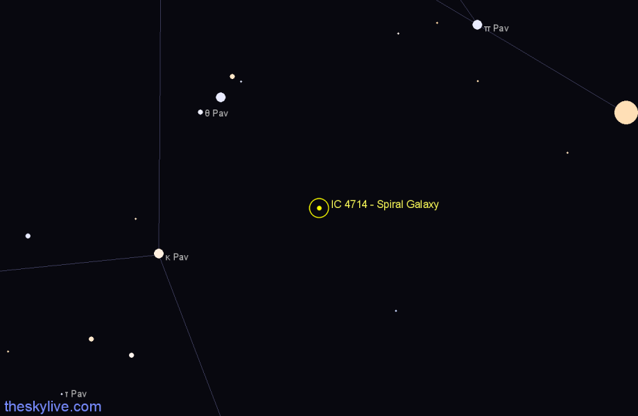 Finder chart IC 4714 - Spiral Galaxy in Pavo star