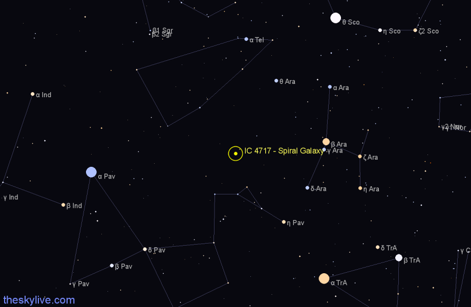 Finder chart IC 4717 - Spiral Galaxy in Pavo star