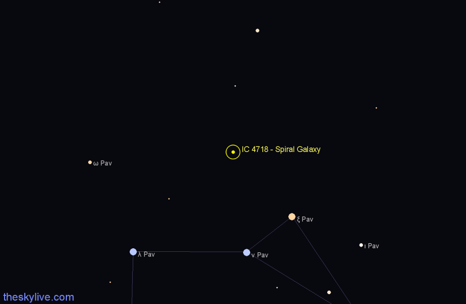 Finder chart IC 4718 - Spiral Galaxy in Pavo star