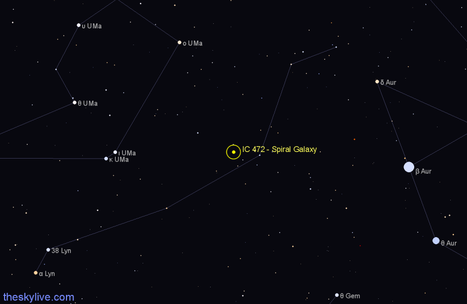 Finder chart IC 472 - Spiral Galaxy in Lynx star