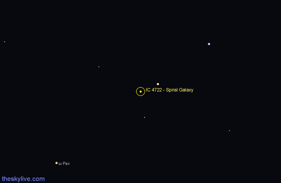 Finder chart IC 4722 - Spiral Galaxy in Pavo star