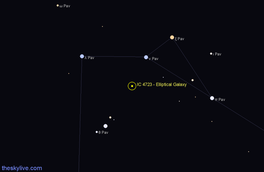 Finder chart IC 4723 - Elliptical Galaxy in Pavo star