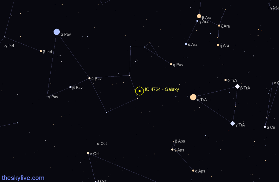 Finder chart IC 4724 - Galaxy in Pavo star