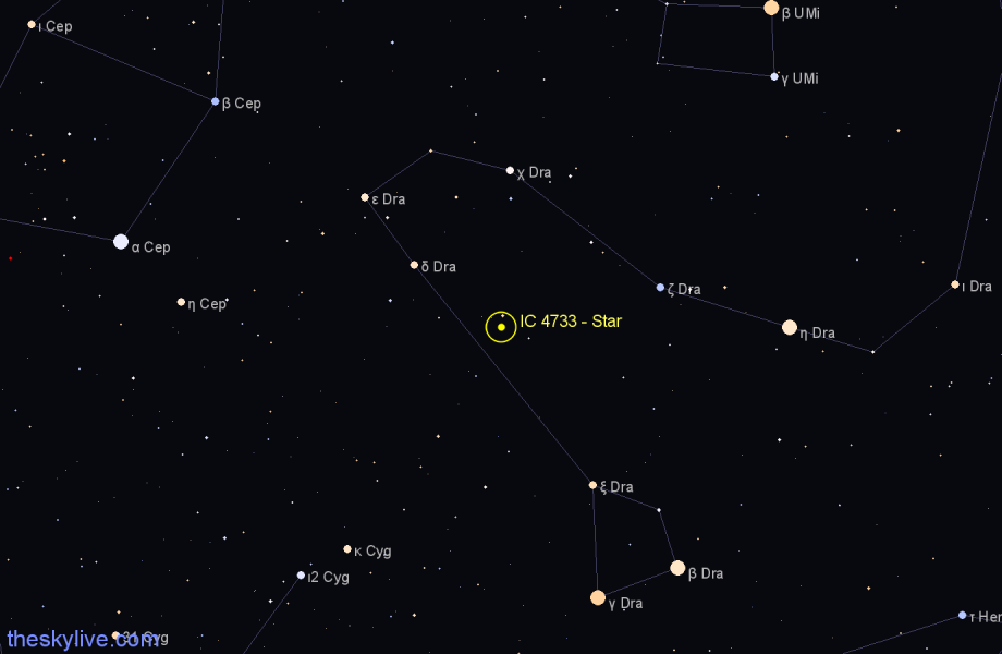 Finder chart IC 4733 - Star in Draco star