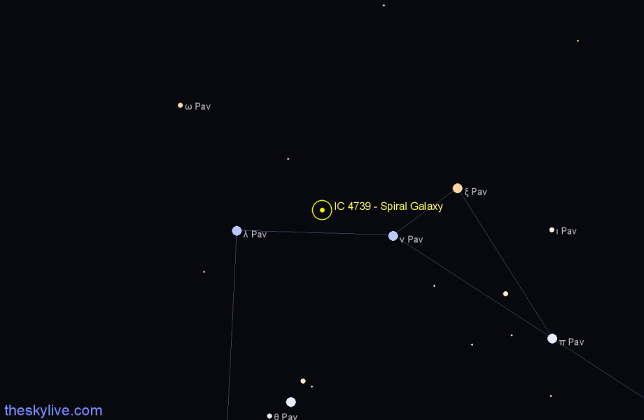 Finder chart IC 4739 - Spiral Galaxy in Pavo star