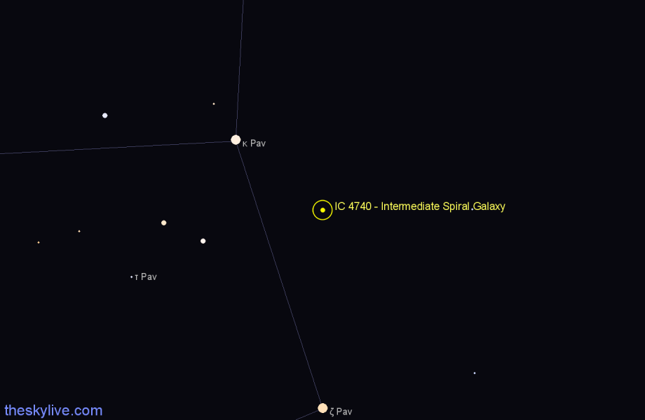 Finder chart IC 4740 - Intermediate Spiral Galaxy in Pavo star