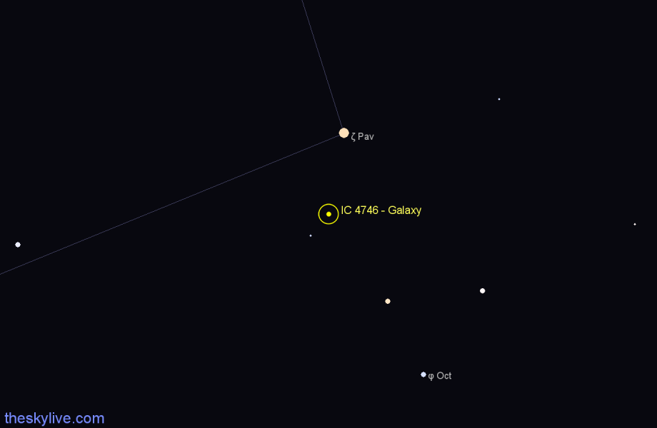 Finder chart IC 4746 - Galaxy in Pavo star