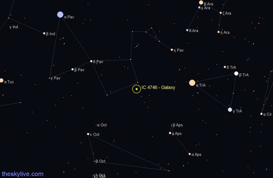 Finder chart IC 4746 - Galaxy in Pavo star