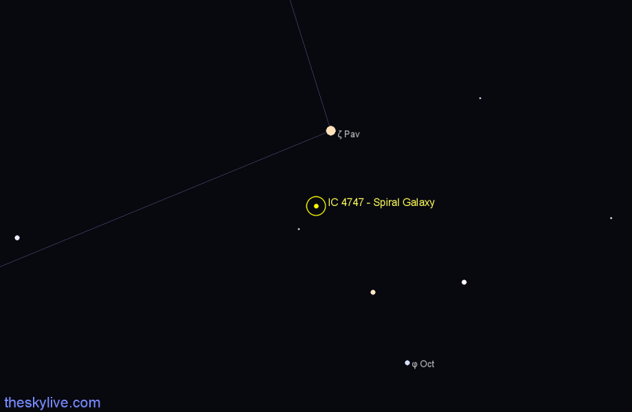 Finder chart IC 4747 - Spiral Galaxy in Pavo star