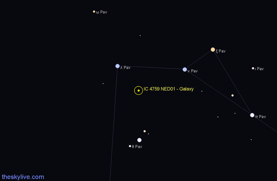 Finder chart IC 4759 NED01 - Galaxy in Pavo star