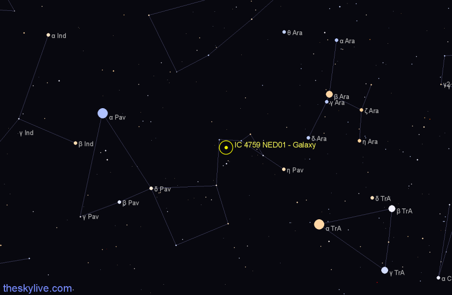 Finder chart IC 4759 NED01 - Galaxy in Pavo star