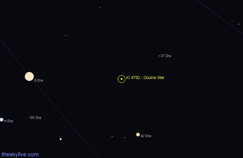 Finder chart IC 4762 - Double Star in Draco star