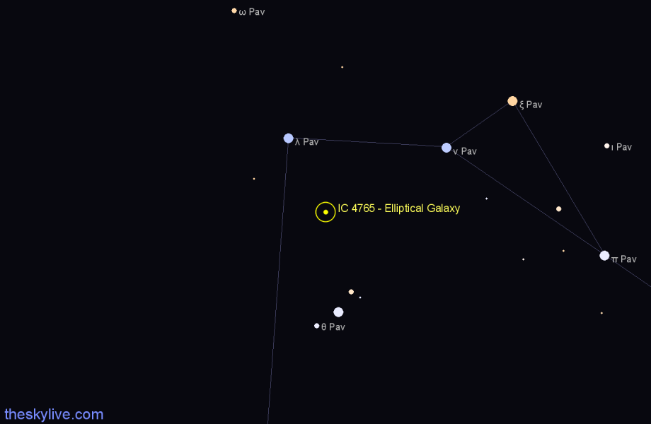 Finder chart IC 4765 - Elliptical Galaxy in Pavo star