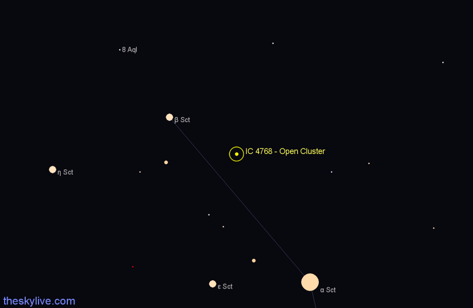 Finder chart IC 4768 - Open Cluster in Scutum star