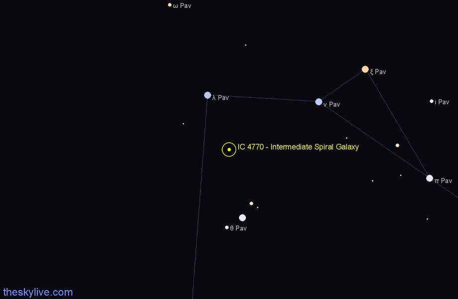 Finder chart IC 4770 - Intermediate Spiral Galaxy in Pavo star