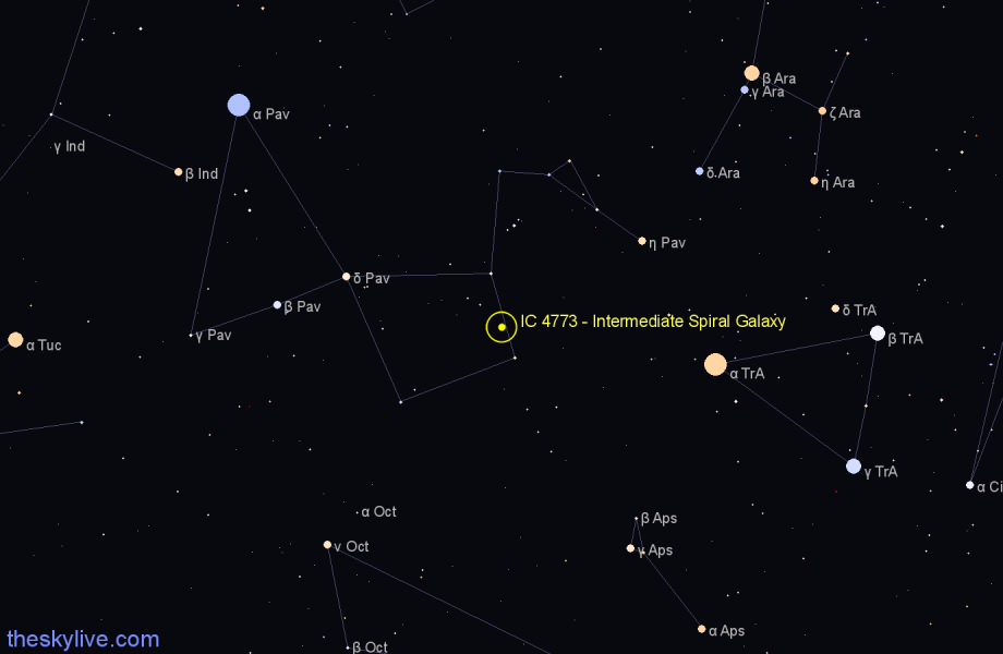 Finder chart IC 4773 - Intermediate Spiral Galaxy in Pavo star