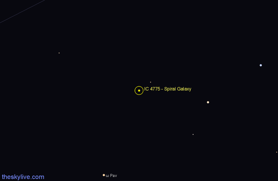 Finder chart IC 4775 - Spiral Galaxy in Pavo star