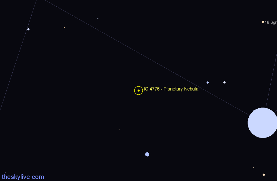 Finder chart IC 4776 - Planetary Nebula in Sagittarius star