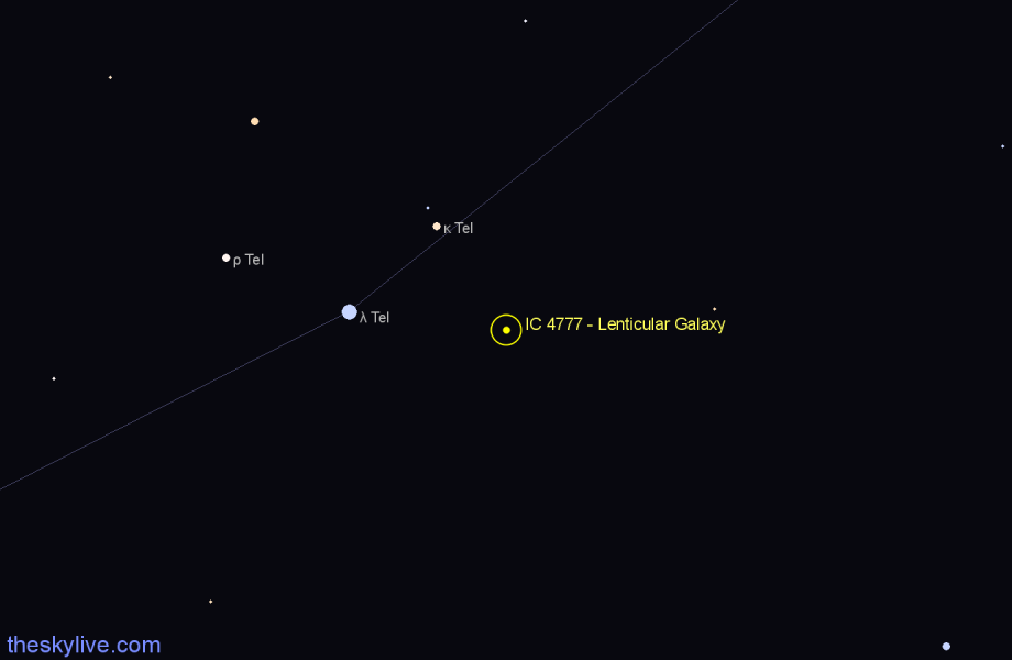 Finder chart IC 4777 - Lenticular Galaxy in Telescopium star