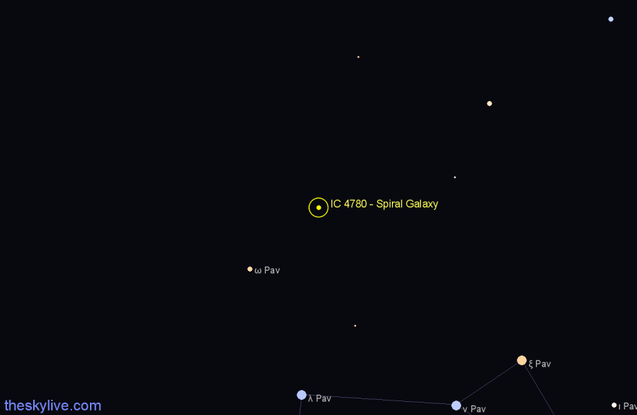 Finder chart IC 4780 - Spiral Galaxy in Pavo star