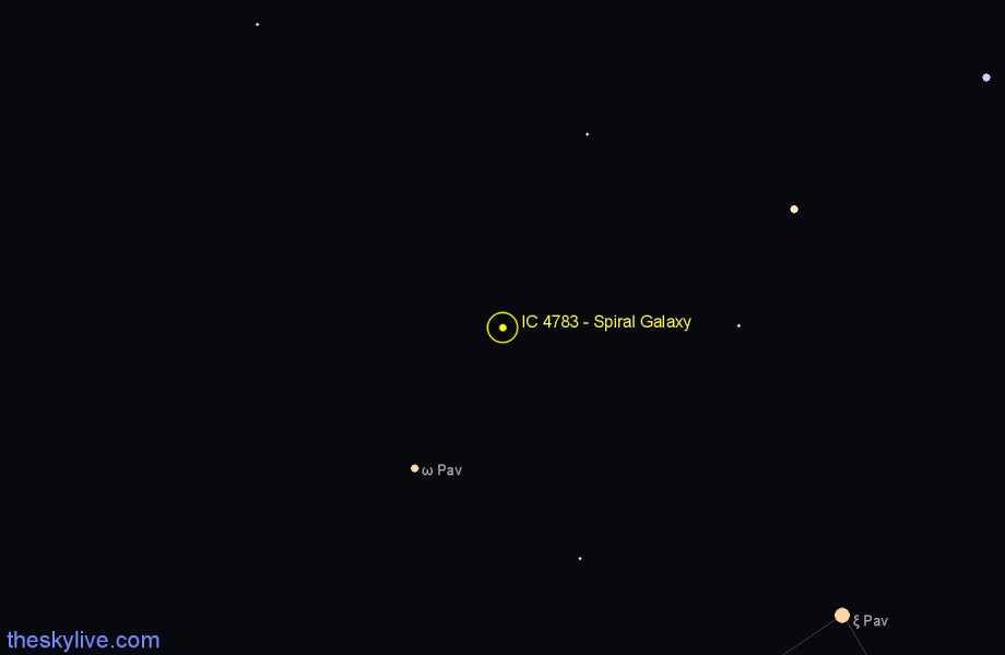 Finder chart IC 4783 - Spiral Galaxy in Pavo star