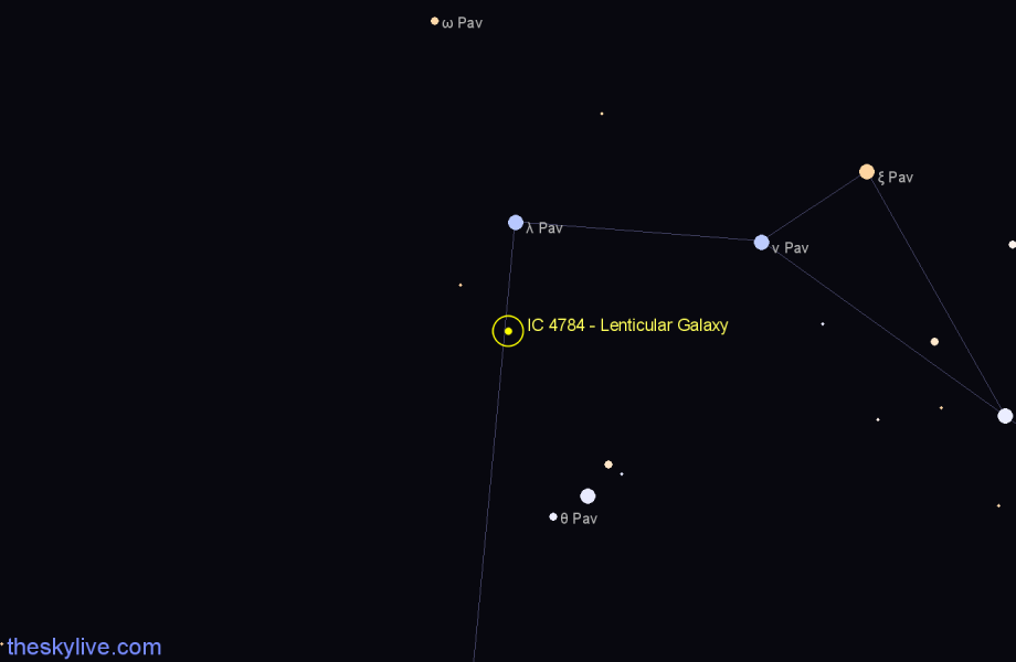 Finder chart IC 4784 - Lenticular Galaxy in Pavo star